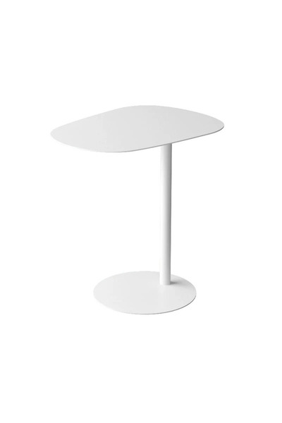 mobias Orbit Modern Metal Yan Sehpa – Tek Ayaklı, Oval Tablalı, Modern