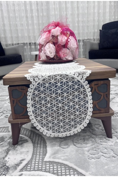 Muensu Husă de masă de lux de culoare crem, Runner din silicon, Runner unic, ...