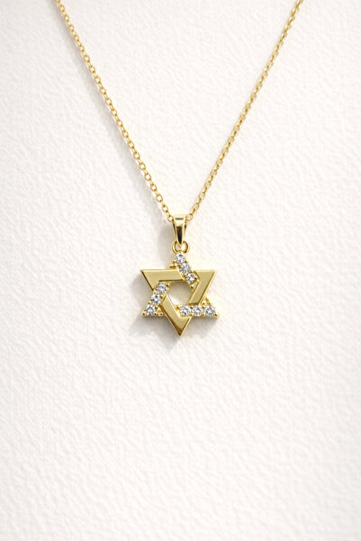 Zerda Kuyumculuk 14 Ayar Altın Davut Yıldızı Kolye