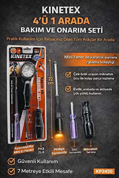 ÇİLLOR KINETEX KTX-2888 ( 4PCS ) TORNAVİDA ( DÜZ-YILDIZ TORNAVİDA & KONTROL K...