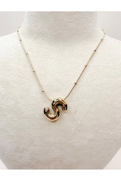 Gold Harfli Kolye - S