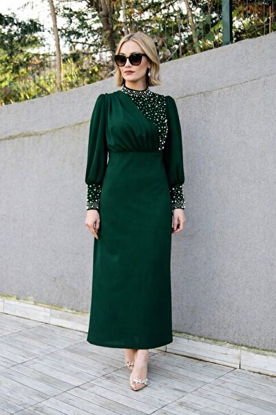 HAKKE İnci Detaylı Özel Gün Elbisesi