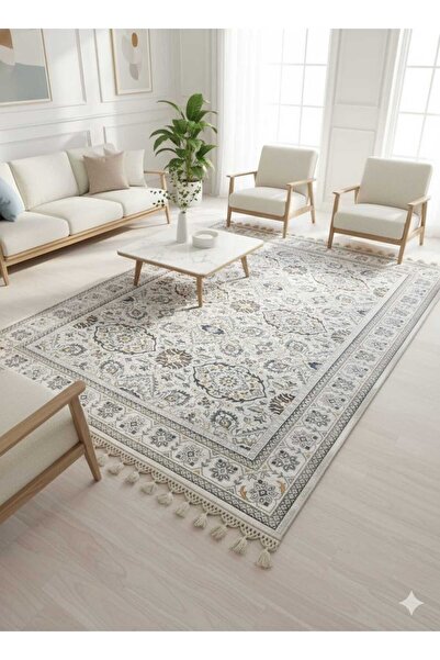 Modern Açık Mavi Geometrik Desenli Kaymaz Taban Salon Kilimi-160*230 cm
