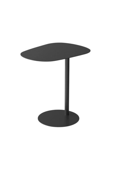 mobias Orbit Modern Metal Yan Sehpa – Tek Ayaklı, Oval Tablalı, Modern