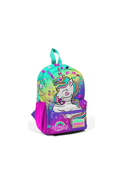 Coral High Minik Yuva Sırt Çantası Lavanta Su Yeşili Unicorn Desenli Iki Bölm...