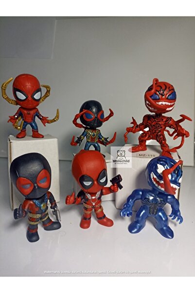 smilechild ÖRÜMCEK ADAM VENOM DEADPOOL 6'LI SET SPİDERMEN KARAKTER FİGÜR OYUN...