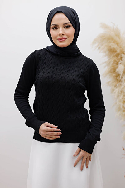 Tesettür Dünyası Crew Neck Blouse Tsd250261 Black
