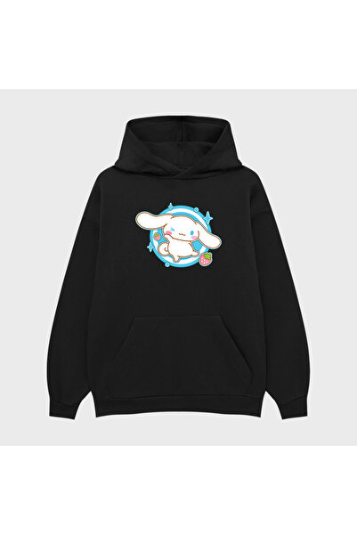 PURE EFFECT سويت شيرت بقلنسوة للجنسين من CINNAMONROLL مطبوع 3 Thread Ş مبطن ب...