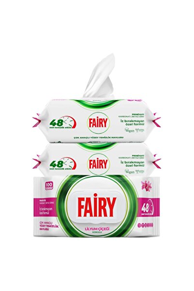 Fairy Surface Cleaning Wipes, Lily Flower, 3 x 100 pack