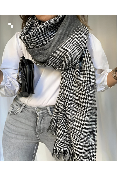 KIDIKLAR TEKSTİL Çift Taraflı Ekoseli Omuz Şalı