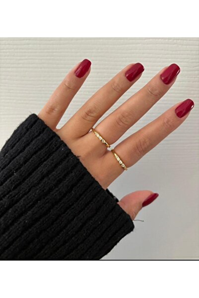 Ceso Accesories Kadın Altın Kaplama Çapraz Detaylı Işıltılı İnce Yüzük