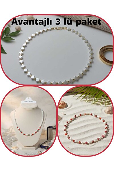 trendhazan A Quality-Advantaged 3-Piece Pack of Natural+Acrylic Special Design Women's Necklace