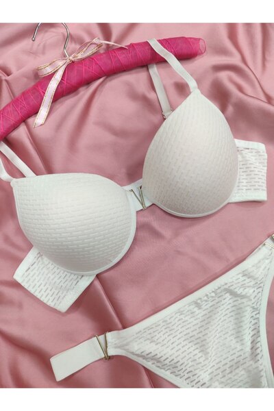 Love Angels Damla Pattern V Detailed Padded Underwear Set Dowry Underwear Set