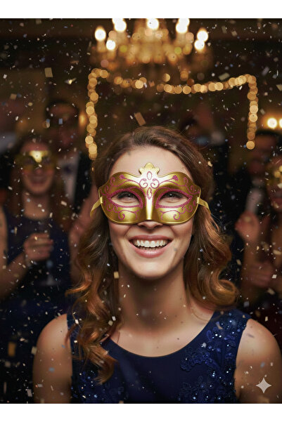 DODOMAR Plastic Silvery Yellow New Year's Mask Eye Mask Celebration Party Accessory