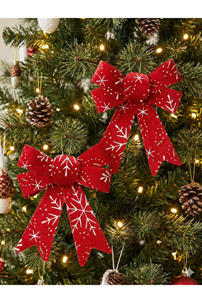 DODOMAR 18 cm – Arc de Crăciun din catifea cu sclipici cu imprimeu roșu Pache...