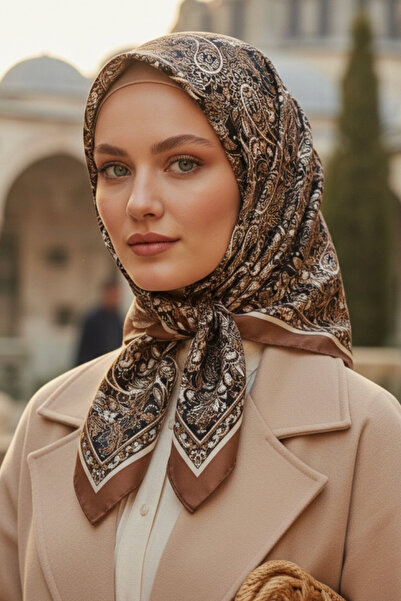 NESSCARF وشاح نسائي طبيعي مطبوع 95x95 سم