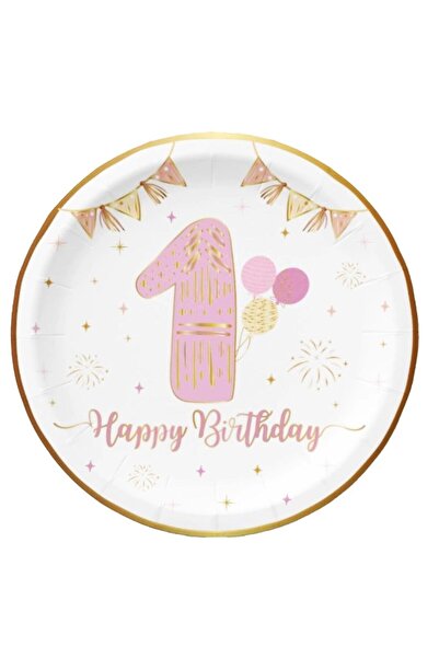 test marka Tabak 1 Yaş Happy birthday PEMBE altın varakl 6lı