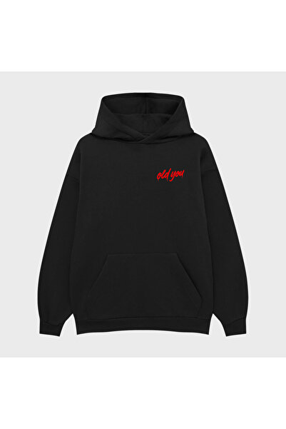 PURE EFFECT Hanorac unisex OLD YOU NEW cu imprimeu 3 Thread Ş cu căptușeală d...