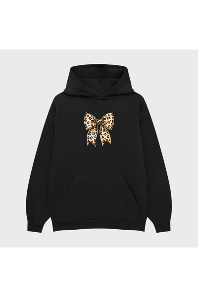 PURE EFFECT Hanorac unisex LEOPARD RIBBON cu imprimeu 3 Thread Ş cu căptușeal...