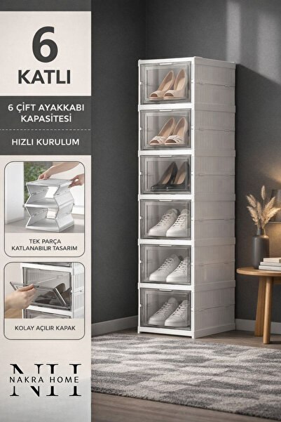NAKRA HOME 6-Tier Folding Shoe Rack |   Portable Shoe Cabinet & Shelving Unit...