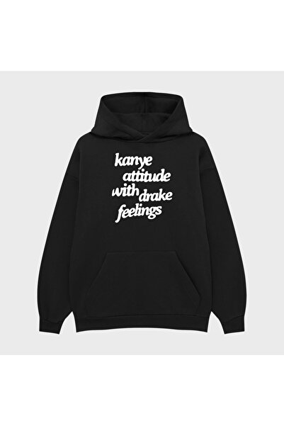 PURE EFFECT Hanorac unisex KANYE ATTITUDE cu imprimeu 3 Thread Ş cu căptușeal...