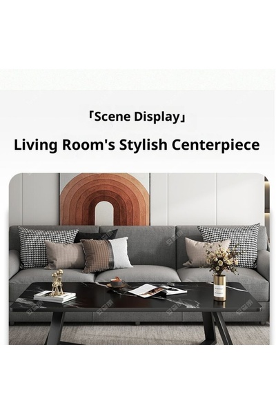 iron candy طاولة قهوة مستطيلة عصرية بسطح معدني بنمط الرخام الصناعي