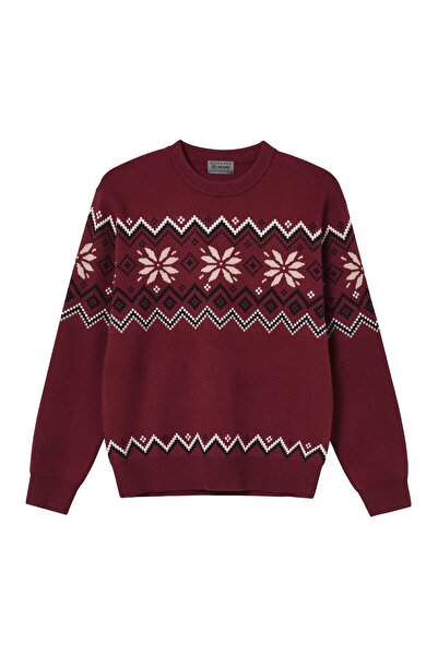 Giordano Men’s Relaxed Fit Jacquard Crew Neck Long Sleeve Sweater