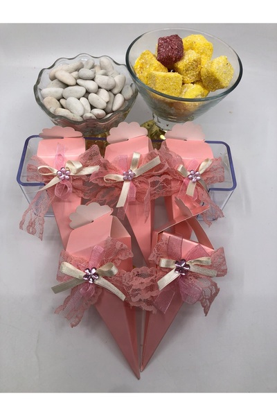 Lavin Çikolata 20 Adet Kız Bebek Mevlüd Çikolatalı Badem ve Lokum Hediyelik K...