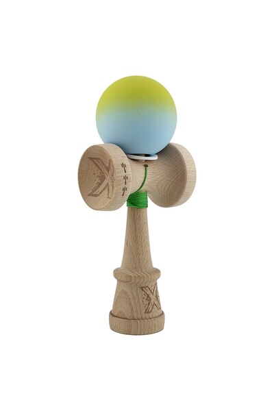 Flippy Kendama X Originala, Profesionala, Flippy, Rubber Grip, SIZE V3,Gradient Galben/Albastru