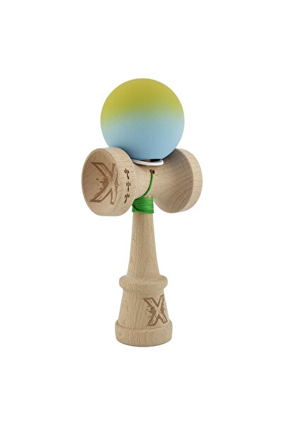 Flippy Kendama X Originala, Profesionala, Flippy, Rubber Grip, SIZE V3,Gradient Galben/Albastru deschis