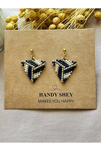 hand shey Yön Oyunu - Miyuki Boncuk Küpe | El Yapımı | Çelik Aparatlı-Lacivert