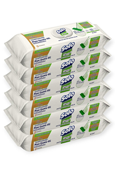 Solo 6'Lı Paket Doğal Güç Beyaz Sabun Katkılı Mopa Uyumlu Yer Temizlik Havlus...