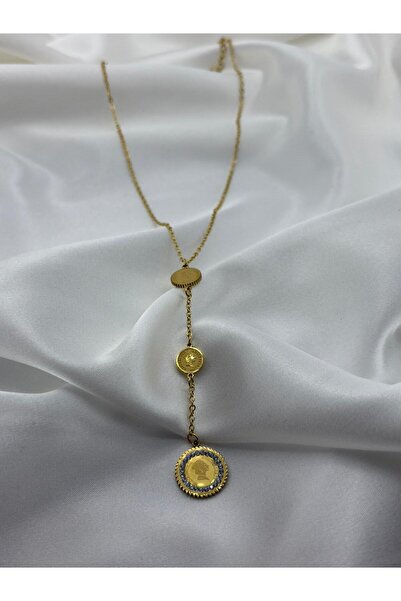 beus 3lü Çeyrek Detaylı Çelik Kolye