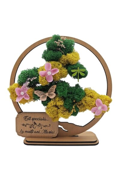 OEM Pictură decorativă - Bonsai cu licheni stabilizați și accente decorative