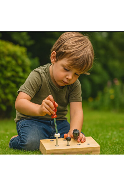 Erzi 2li Montessori Ahşap Metal Tamir Seti Motor Gelişim Destekleyici Eğitici Oyuncak Seti (3–6 Yaş)