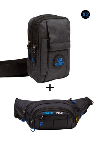 NEWISH POLO ACCESSORIES Unısex Keten Telefon Bölmeli ve 5 fermuarlı Bel Ve Ça...
