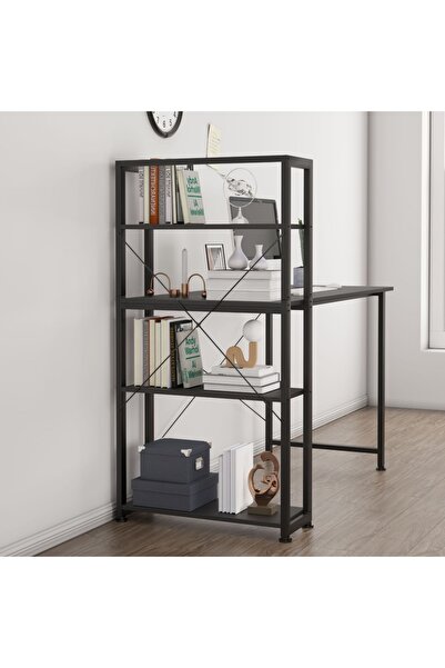 iron candy مكتب كمبيوتر بطول 120 سم مع رف كتب من 4 طبقات، طاولة كتابة عصرية ل...