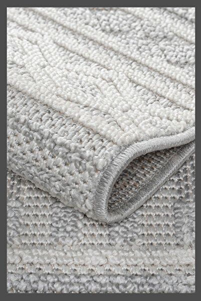 GH Geyikli Home Gri Krem Yumuşak Tozumaz Dokulu Antialerjik Bukle Halı Salon Koridor Dokuma Makine Halısı