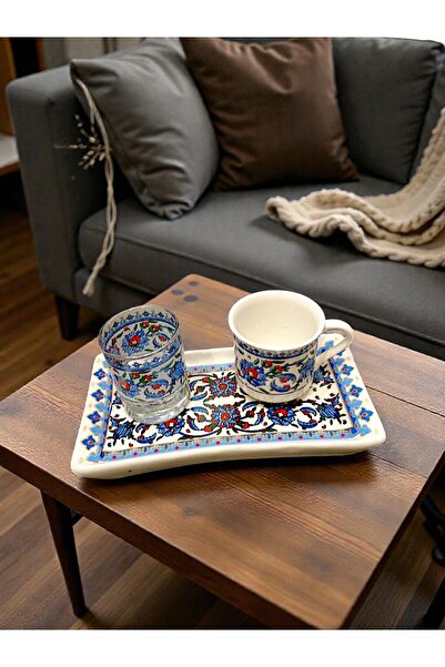 E orient طقم فناجين قهوة تركية فردية من البورسلين بنمط الخزف العثماني