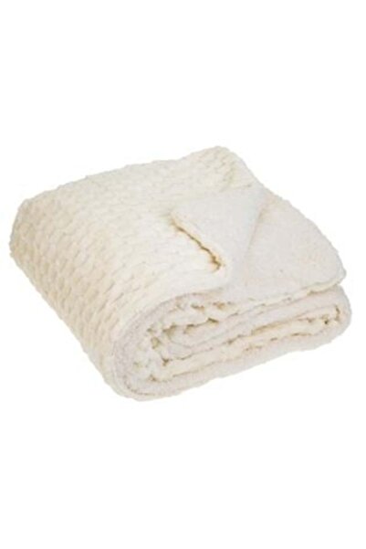 Tessari Winter Blanket Ecru White PopCorn Sherpa for Armchair 160 x 130 cm