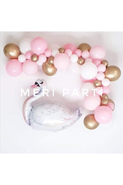 MERİ PARTİ Swan Themed Pink Gold Party Balloon Set Birthday Baby Shower