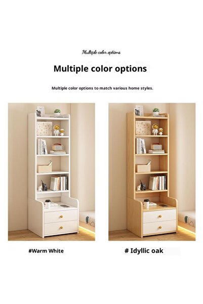 iron candy Modern Bedside Table 5-Tier Bookshelf Nightstand Drawers Bedroom