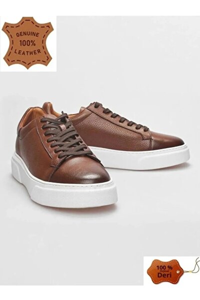 awix Markas Genuine Leather Tommy Sneaker Trend Casual Shoes (Tan Sole White)