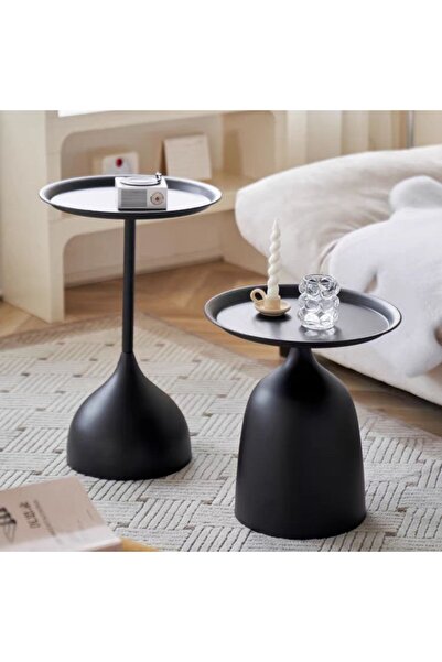 None Modern Nesting Tables Set of 2 Metal Coffee Side Tables for Living Room Bedroom