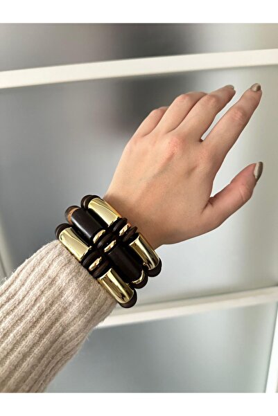 Charmist 3 Lü AhşapGold Detaylı Bileklik Seti