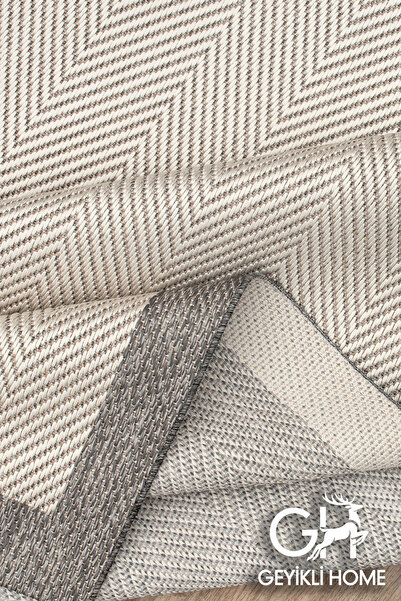 GH Geyikli Home Krem Gri Sisal Makinede Desenli Halı Modern & Toz Tutmaz Yıka...
