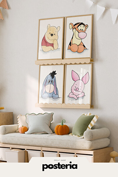 Posteria 4 Winnie the Pooh,Çocuk Odası Dekoru, Oturma Odası Dekoru, Çocuk Oda...