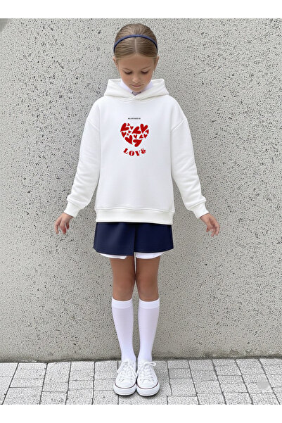 LORVEX Παιδικό φούτερ oversized – Το μόνο που χρειάζομαστε είναι αγάπη, με τυ...