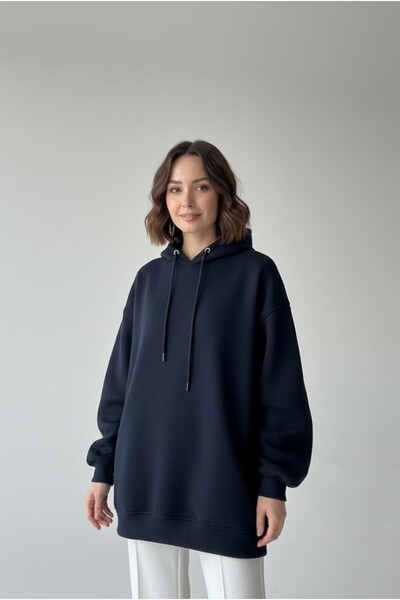 Gülşah collection Оверсайз суитшърт с качулка - тъмно син