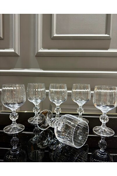 Vakıf home Bohemia Kristal Optikli Ayaklı Kahve Yanı Su Bardağı